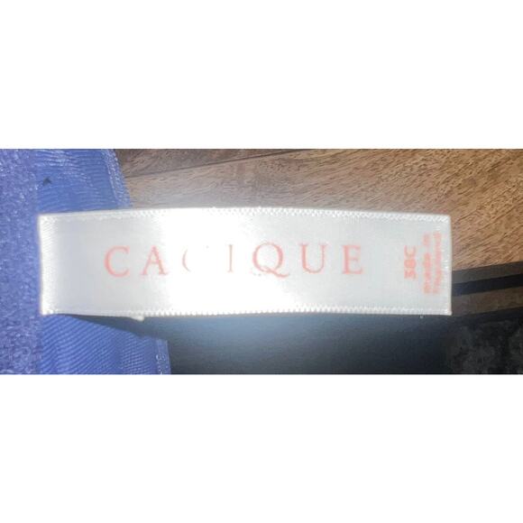 Cacique Front-Close Smooth Boost Plunge Bra 38C Satin Navy Razor Lace Back - Picture 5 of 6